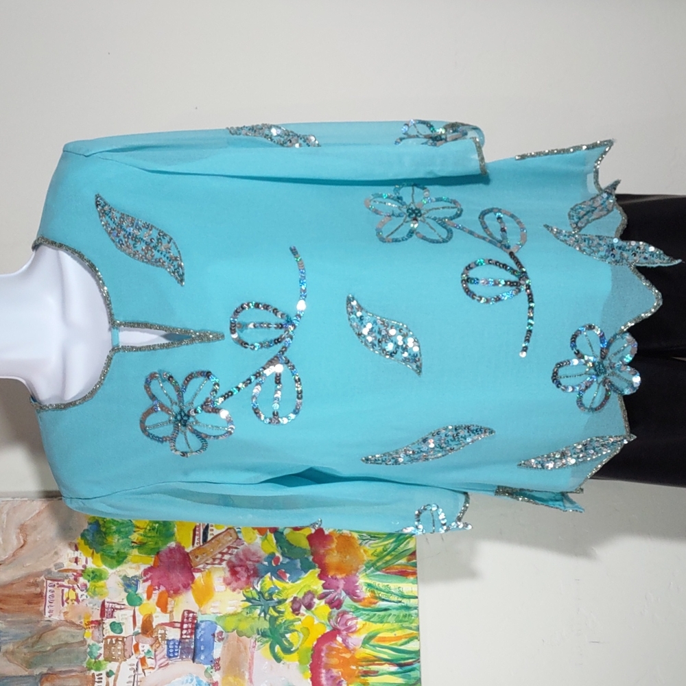 Anthony Original Embellished Crepe de Chine Tunic Top